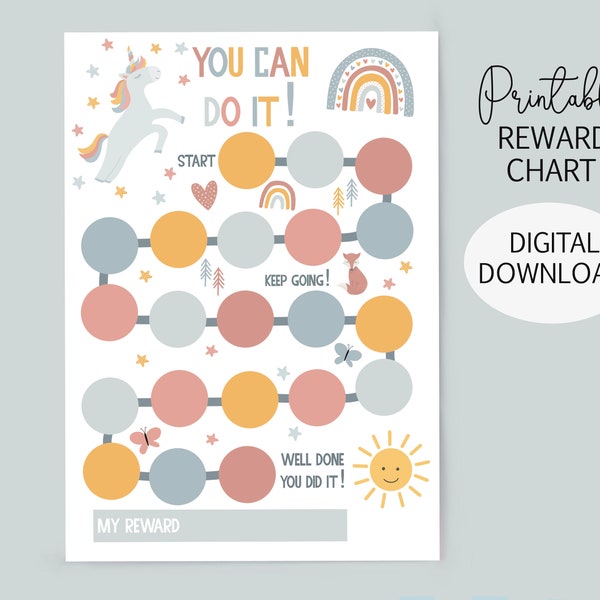 Printable Reward Charts for Kids Editable Reward Chart Print at Home Unicorn Themed Star Chart Behavior Chart for Children