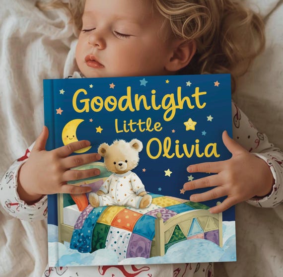 Personalised Baby Book, Bedtime Story Book for Children, Babies, Toddlers, Custom Name Keepsake, Gift for Newborns, Baby Shower Present