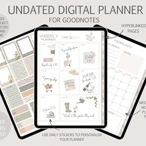 Digital Planner for Goodnotes With 270 Beautiful Planner Stickers - iPad Planner - Digital Diary- Goodnotes Template