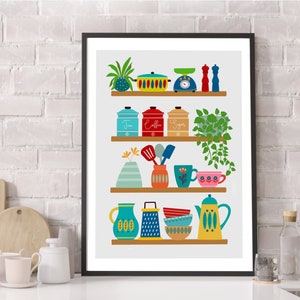 Kitchen Print - Art for Kitchen -Colourful Kitchen Wall Art - Food Lover's Print Kitchen Wall Decor - Kitchen Utensils Print