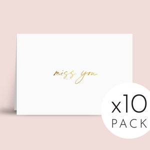 Mini x10 Miss You Card Pack // Black or Gold Foiled / Small - Mini / Simple Elegant Minimalist Design / Gift Note