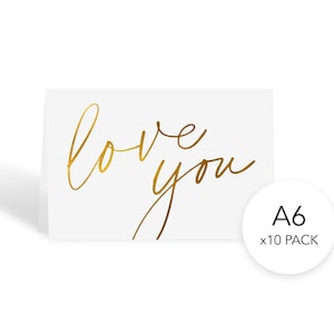 A6 Love You Cards // Gold foiled / Simple Elegant Minimalist Design / Gift Note / Bulk Pack