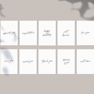 Assorted Mini Greeting Cards Pack /Gold Foil/Simple Elegant Minimalist Gift Note/ Love you miss you happy birthday congratulations thank you