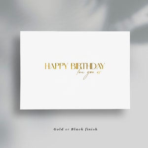 A6 Happy Birthday Love You Cards // Gold Black Foiled / Simple Elegant Minimalist Design / Bday Gift Note
