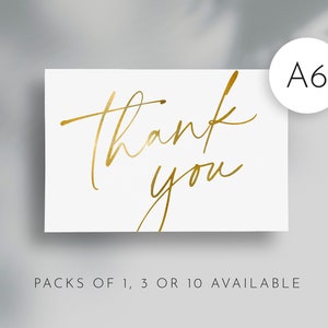 Thank You Cards // Gold or Black Foiled / Elegant • Simplistic • Script / Gift Note / Appreciation / Bridal