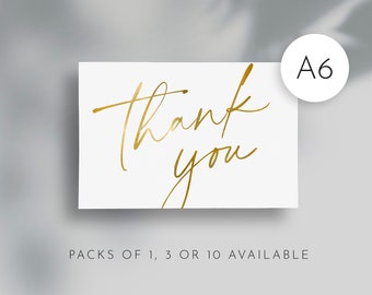 Thank You Cards // Gold or Black Foiled / Elegant • Simplistic • Script / Gift Note / Appreciation / Bridal