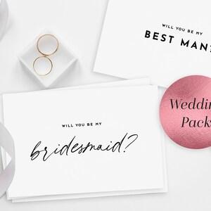 10 x A6 Wedding Party Card Pack / Gold / Simple Elegant Minimalist / Will you be my • Bridesmaid •  Groomsman • Best Man • Maid of Honour