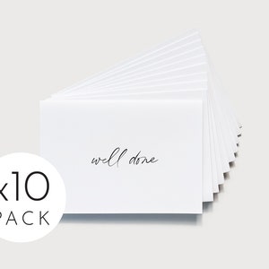 10 x Well Done Mini Card Pack // Black or Gold Foil / Small / Simple Elegant Minimalist Design / Gift Note