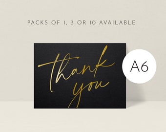 Black Thank You Cards // Gold Foiled / Elegant • Simplistic • Script / Gift Note