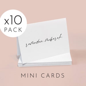 10 x Mini Ramadan Mubarak Card Pack // Gold or Black Foil / Small / Simple Elegant Minimalist Design / Gift Note