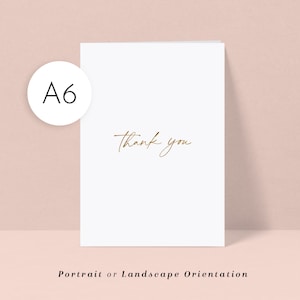 A6 Thank You Card Pack // GOLD FOILED / Simple Elegant Minimalist Design / Gift Note