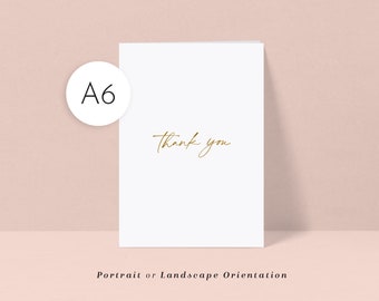 A6 Thank You Card Pack // GOLD FOILED / Simple Elegant Minimalist Design / Gift Note