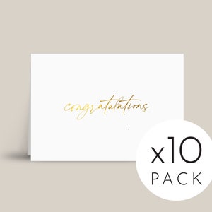 Mini x10 Congratulations Card Pack // Black Gloss Foiled / Small - Mini / Simple Elegant Minimalist Design / Gift Note