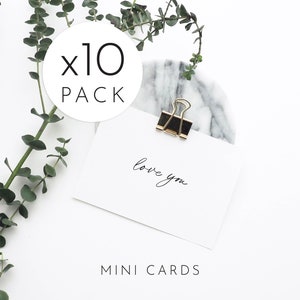 10 x Mini Love You Card Pack // Black, Pink or Gold Foil / Small / Simple Elegant Minimalist Design / Gift Note