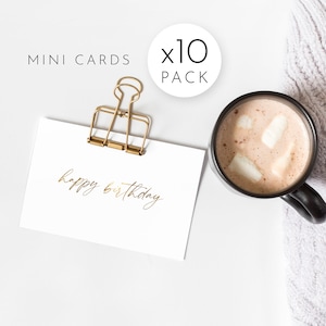 Mini x10 Happy Birthday Card Pack // Black or Gold Foil / Small / Simple Elegant Minimalist Design / Gift Note