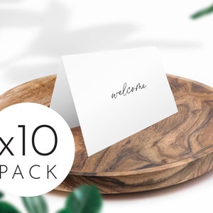 Welcome Mini Card Pack - x10 cards // Gold Foiled / Small - Mini / Simple Elegant Minimalist Design / Accommodation Card / Guest Card
