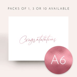 A6 Congratulations Card Pack // pink foil / Simple Elegant Minimalist Design / Greeting card