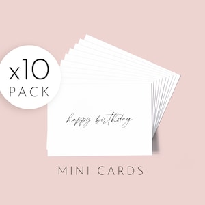 Mini x10 Happy Birthday Card Pack // Black or Gold Foil / Small / Simple Elegant Minimalist Design / Gift Note