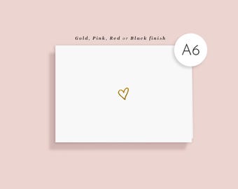 Set of 10 A6 Heart Cards // Gold or Black Foiled / Elegant • Simplistic • Script / Gift Note / Appreciation / Bridal