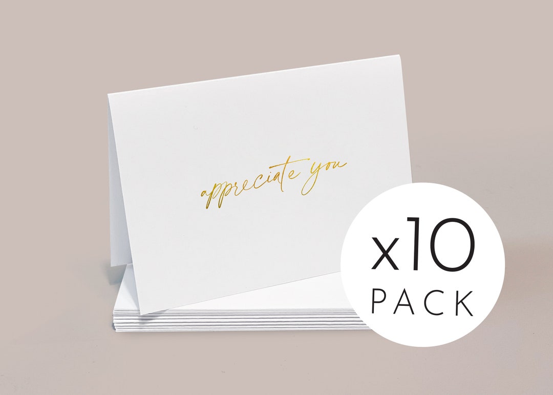 Mini Appreciate You Card Pack - X10 Cards // Gold Foiled / Small - Mini ...
