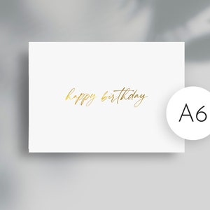 A6 Happy Birthday Cards // Gold or Black Foil / Simple Elegant Minimalist Design / Bday Gift Note