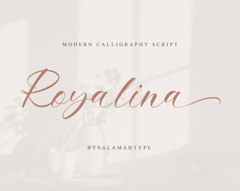 Royalina Font - Modern Calligraphy Font, Cricut, Script Font, Digital font, Procreate font, Handwritten Font, Feminine Font, Wedding Font