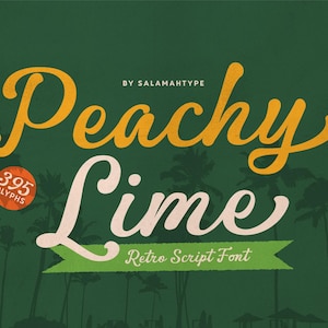 Retro schriftlettertype: Peachy Lime - zomerbranding en logo-ontwerp