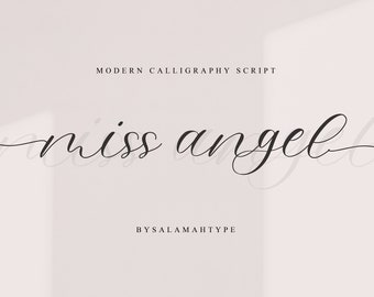Miss Angel Font - Modern Calligraphy Font, Digital font, Font Download, Handwritten Font, Feminine Font, Cricut, Script Font, Wedding Font
