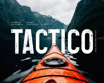 Tactico Vintage Sans Serif Font: Bold Textured and Display Font