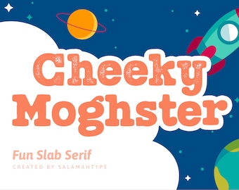 Cheeky Moghster – Klassische texturierte Schrift, Logo-Schrift, Grunge-Schrift, Distressed-Schrift, Film-Schrift, Vintage-Schrift, Retro-Schrift, Lustige Kinder-Schrift