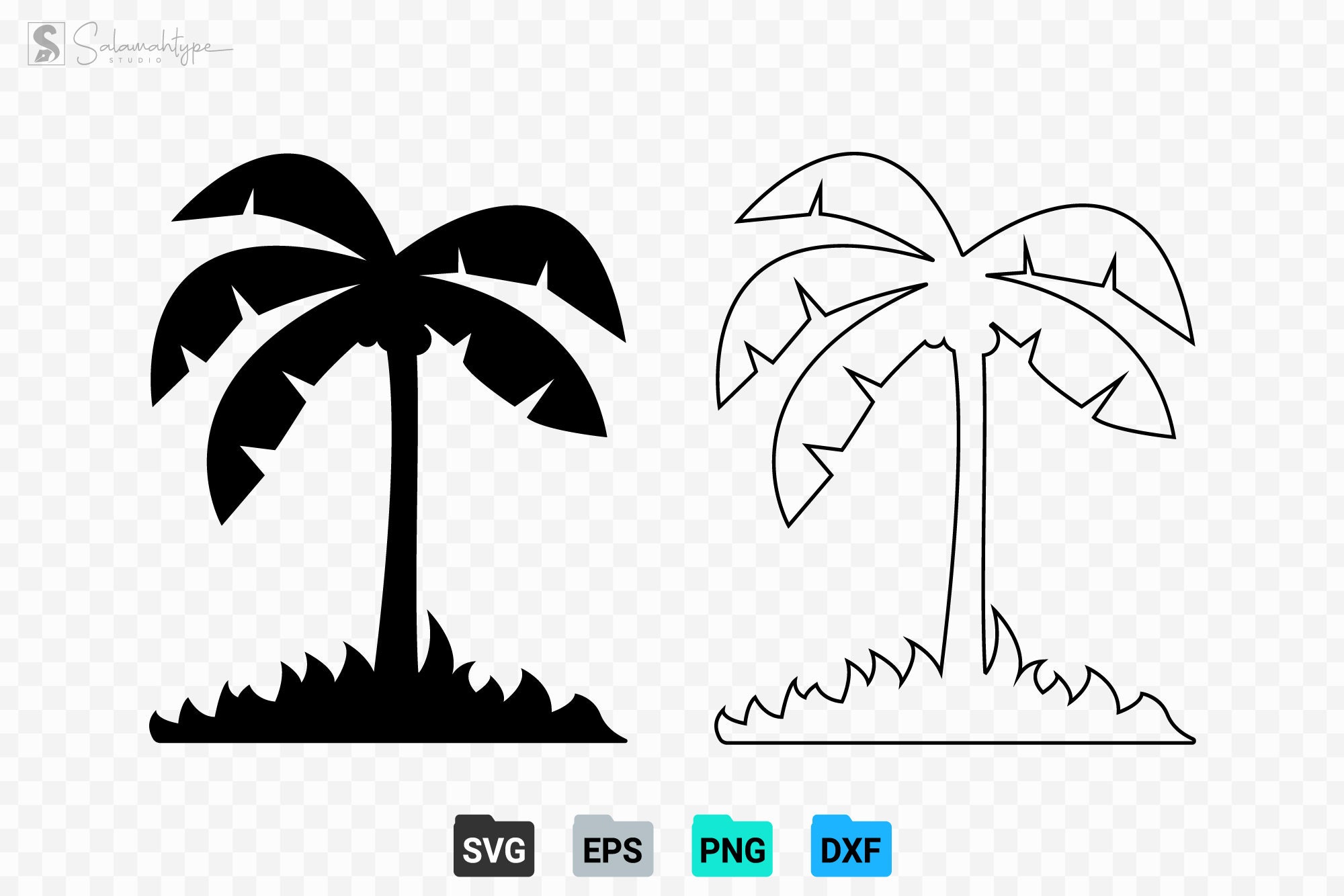 Palm Tree Black And White Outline