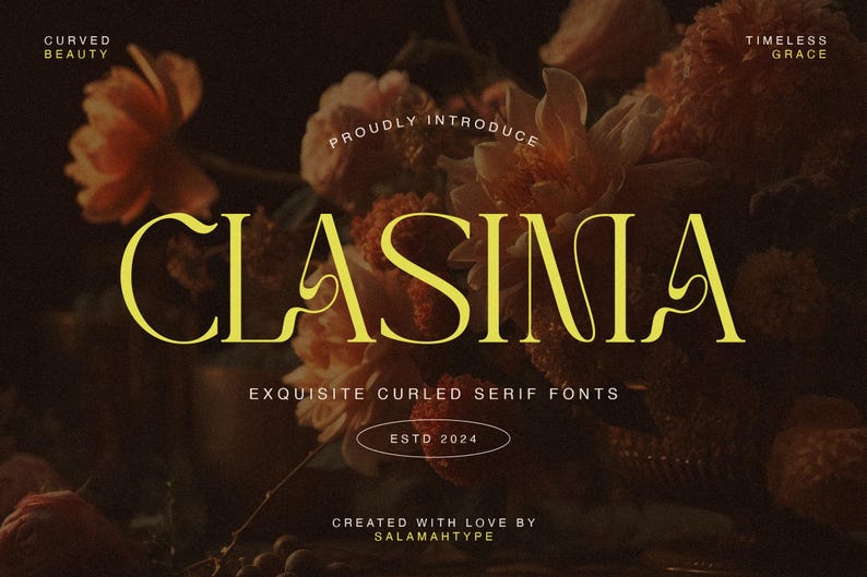 Elegant Curled Serif Font: Classy Wedding & Logo Typeface - Etsy