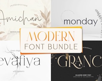 Modern Font Bundle V2 - Clean font, Logo font, Elegant font, Procreate font, Canva font, Boho font, Wedding font, Calligraphy, Minimal Font