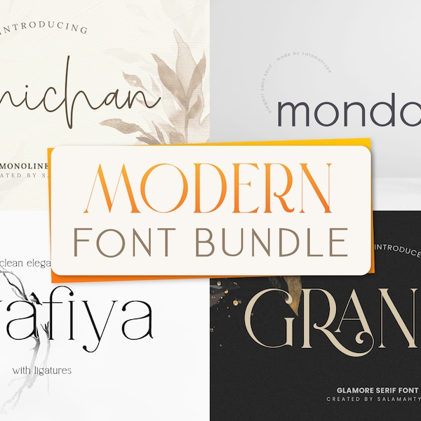 Modern Font Bundle V2 - Clean font, Logo font, Elegant font, Procreate font, Canva font, Boho font, Wedding font, Calligraphy, Minimal Font