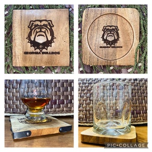 Georgia Bulldogs Wood Drink Coaster Style 2 - Multiple Options