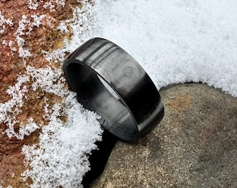 Carbon Fiber Ring minimalist wedding band polished and comfort fit.