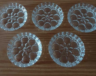 5 vintage glass coaster flower, bubbles