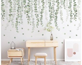 Removable Wall Stickers Nursery Green Foliage Leaves Hanging Vines Decor DIY AU