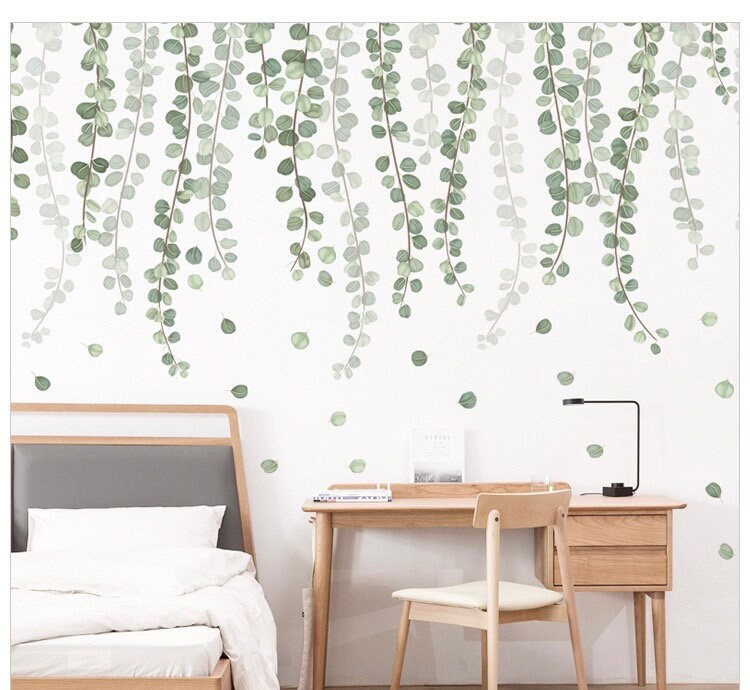Removable Wall Stickers Nursery Green Foliage Leaves Hanging Vines