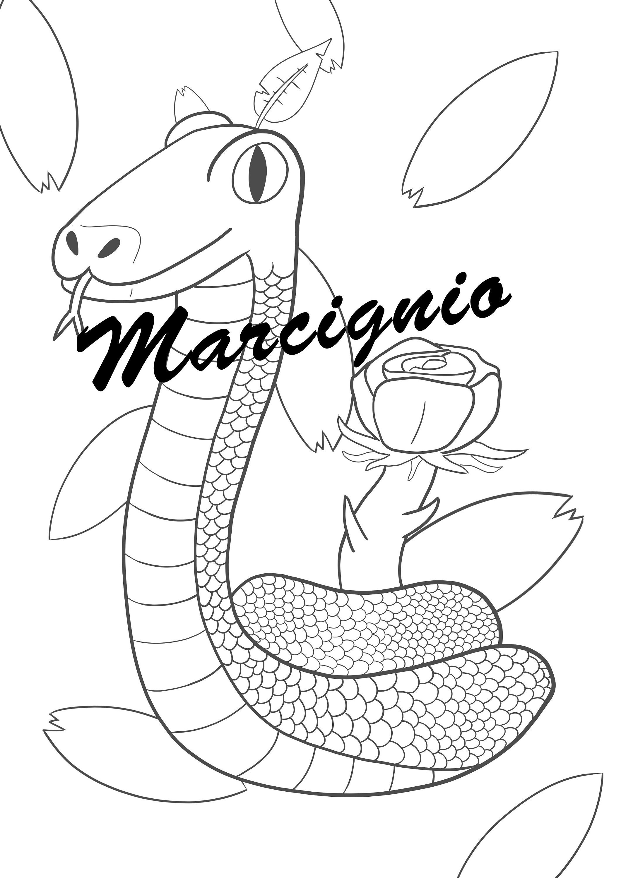 Coloring flower snake A4 | Etsy