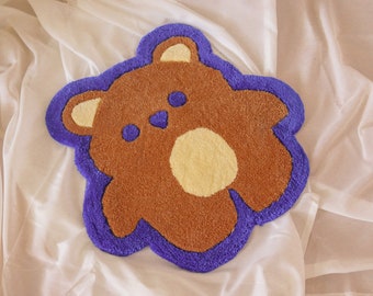 Cute Round Brown Bear Rug | Kawaii Animal Room decor | Handmade Tufted Rug For Bedrooms | Livingroom Carpet | Handmade Gift