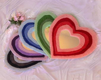 Handmade Tufted Rug Mirror |  Cute Heart Mirror In Different Colours |