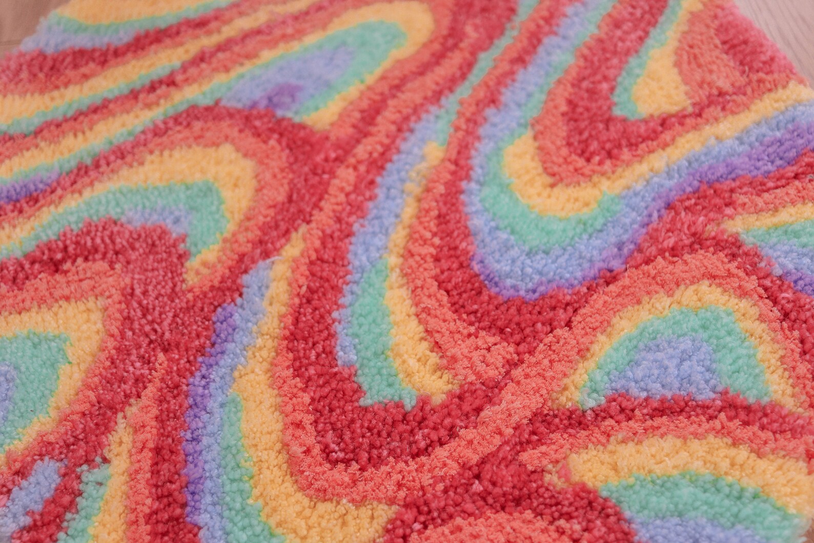 Wavy Rainbow Circle Handmade Tufted Rug Made to Order Rug Etsy UK