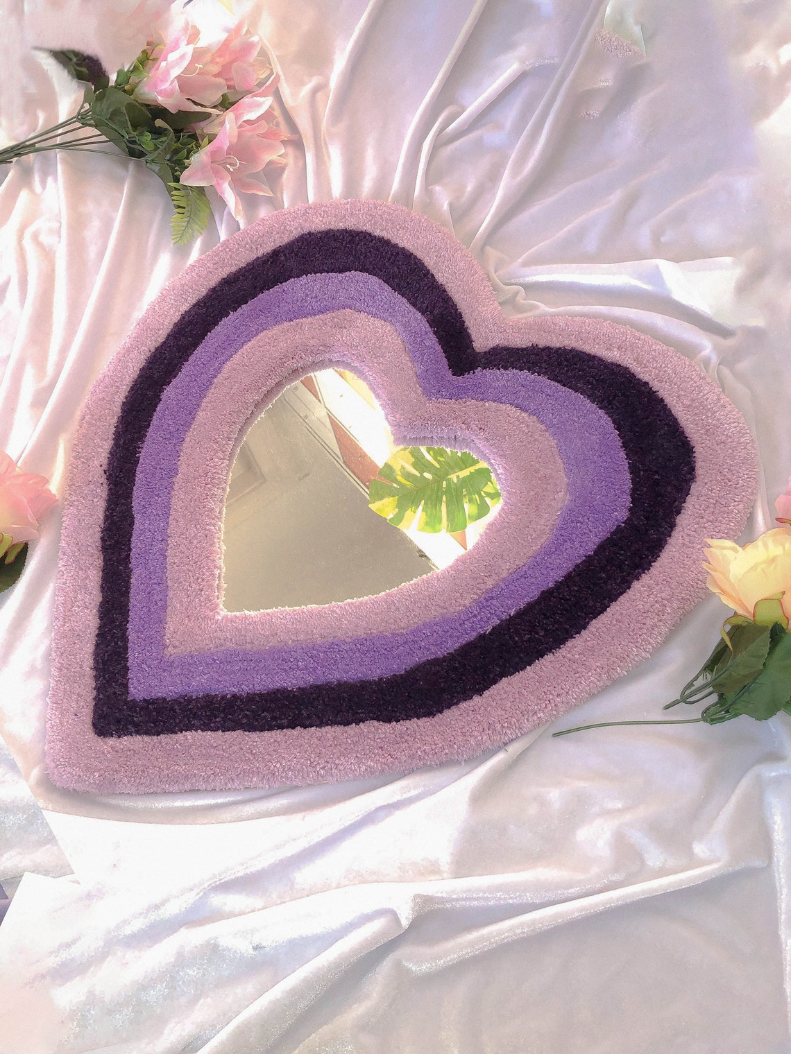 Handmade Tufted Rug Mirror Cute Heart Mirror in Different Etsy