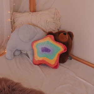 Cute Rainbow Star Tufted Pillow 画像 3