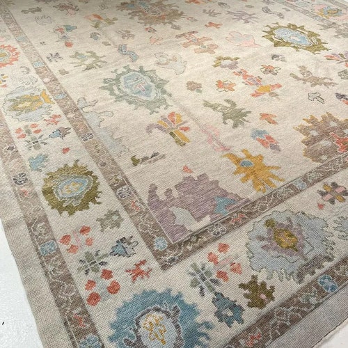 10x14 Blue Turkish Oushak Area Rug Green Oushak Rug Handmade Etsy