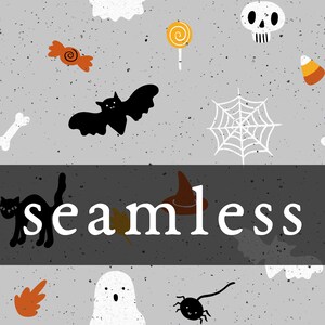 Halloween Seamless File | Fall Seamless | Boy Halloween Seamless | Fall Digital File | Spider Black Cat Bat Ghost | Seamless Digital File