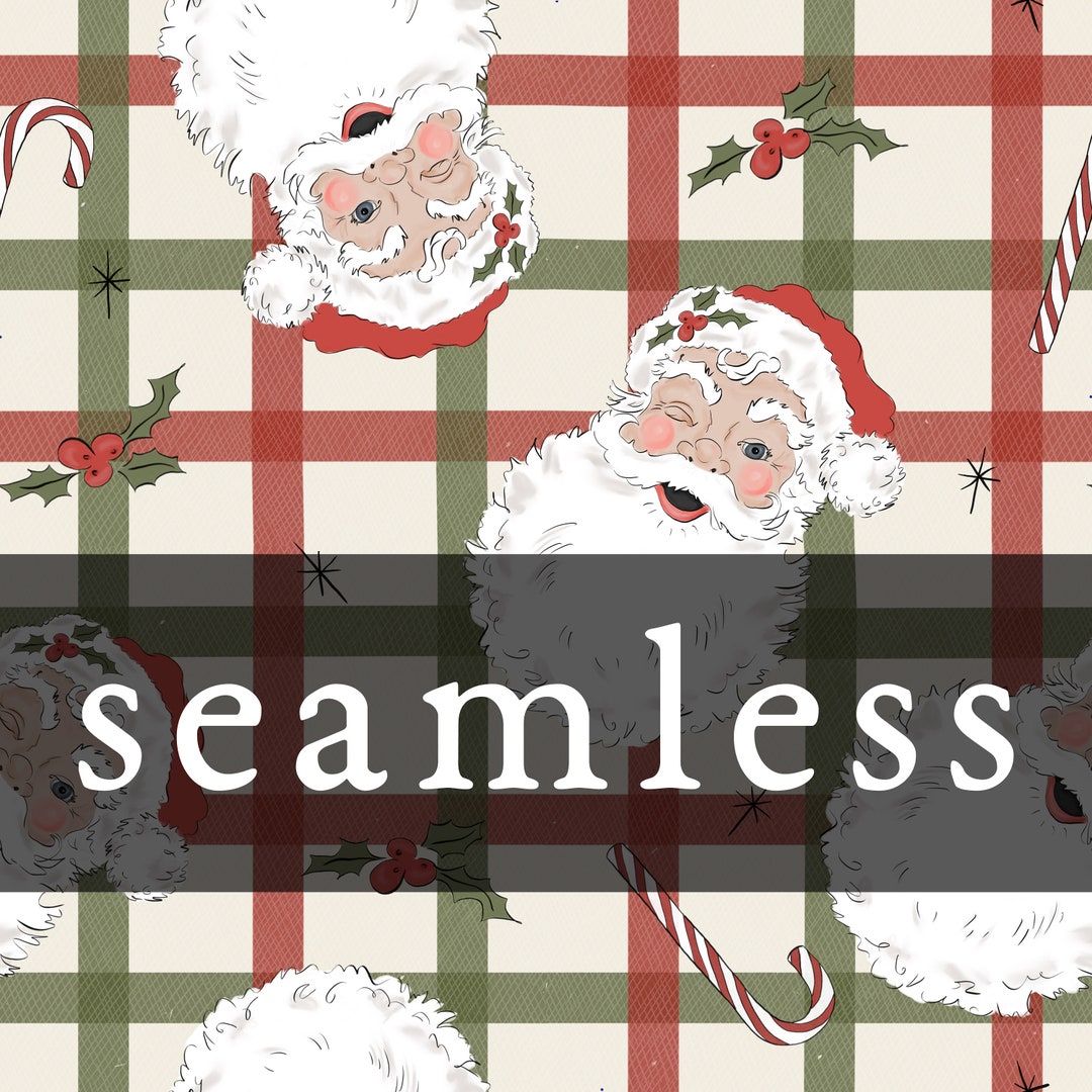 Vintage Santa Seamless File Seamless Santa Pattern Holiday Seamless ...