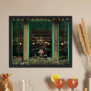 Old Montreal Shop Window Poster - Montreal Architecture Photography - Green Kitchen Wall Art - Boutique Photo Print - Bar Cart Decor