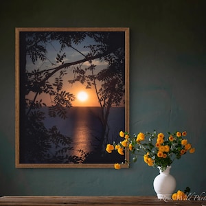 Moody Sunrise Photography Print - Canada Sunrise Art Print - Lake Ontario Cottage Decor - Cliff Sunrise Wall Art - Cadeau significatif